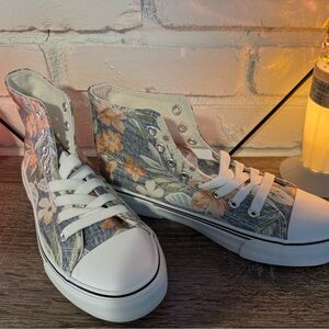 Tropical Floral Canvas High-Top Sneakers